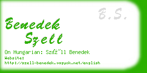 benedek szell business card